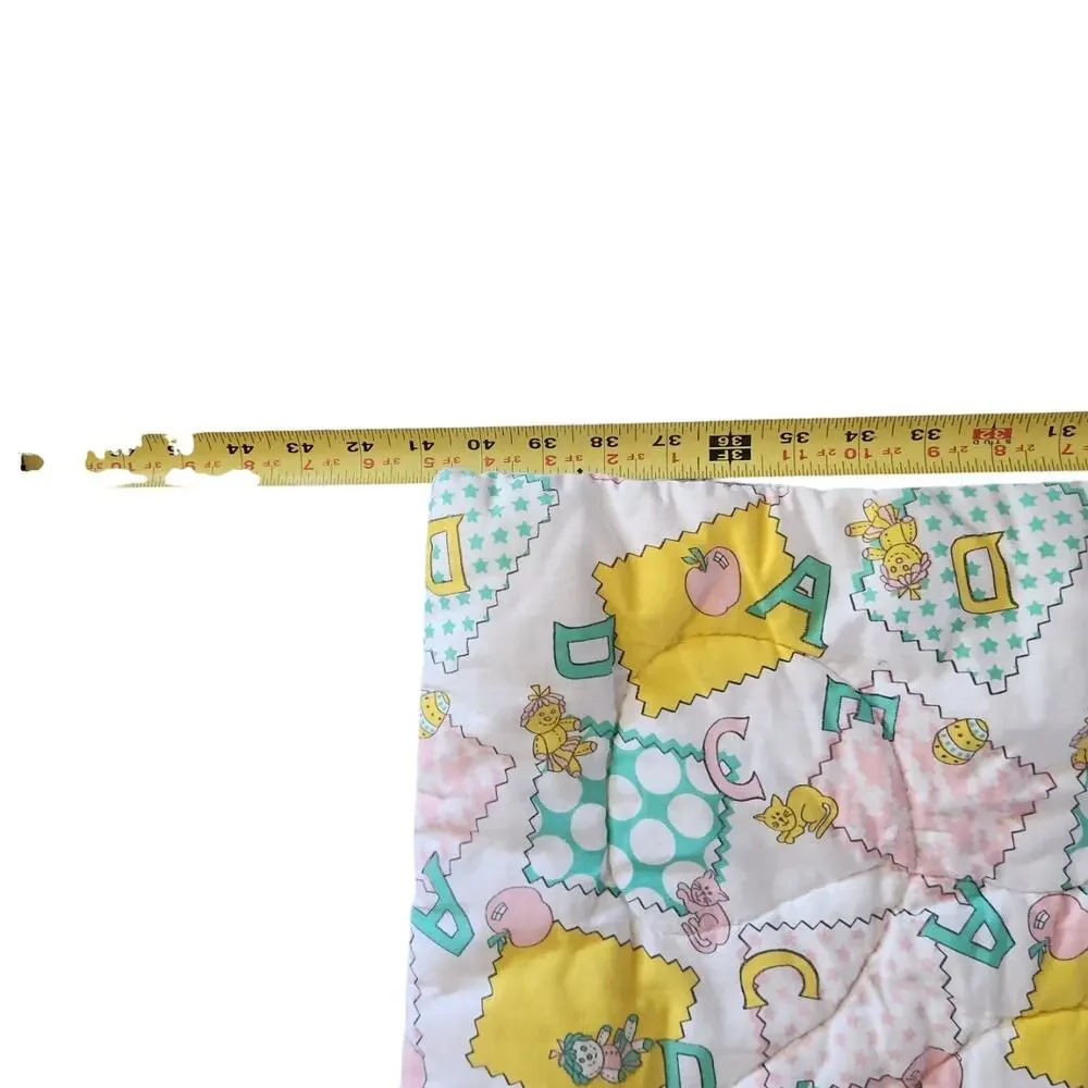 Vintage Quilted Crib Blanket ABC themed
